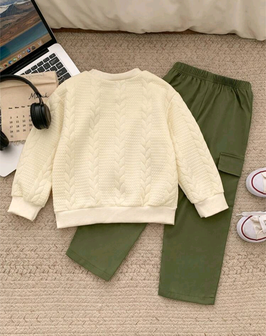 Kids Cable Knit Sweatshirt & Trouser Set