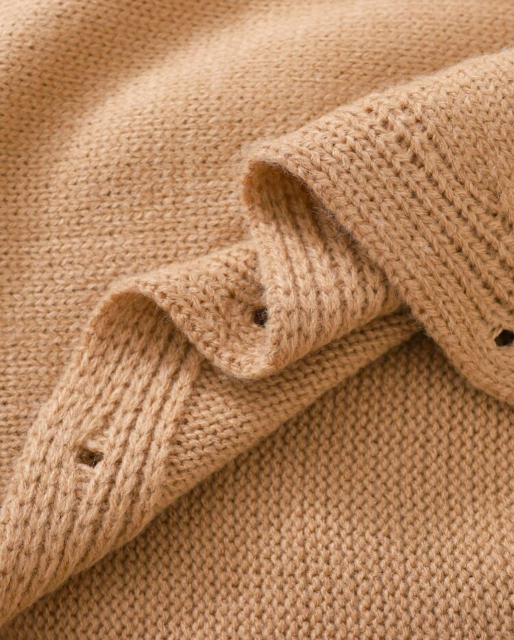 Teddy Bear Knitted Baby Romper – Camel