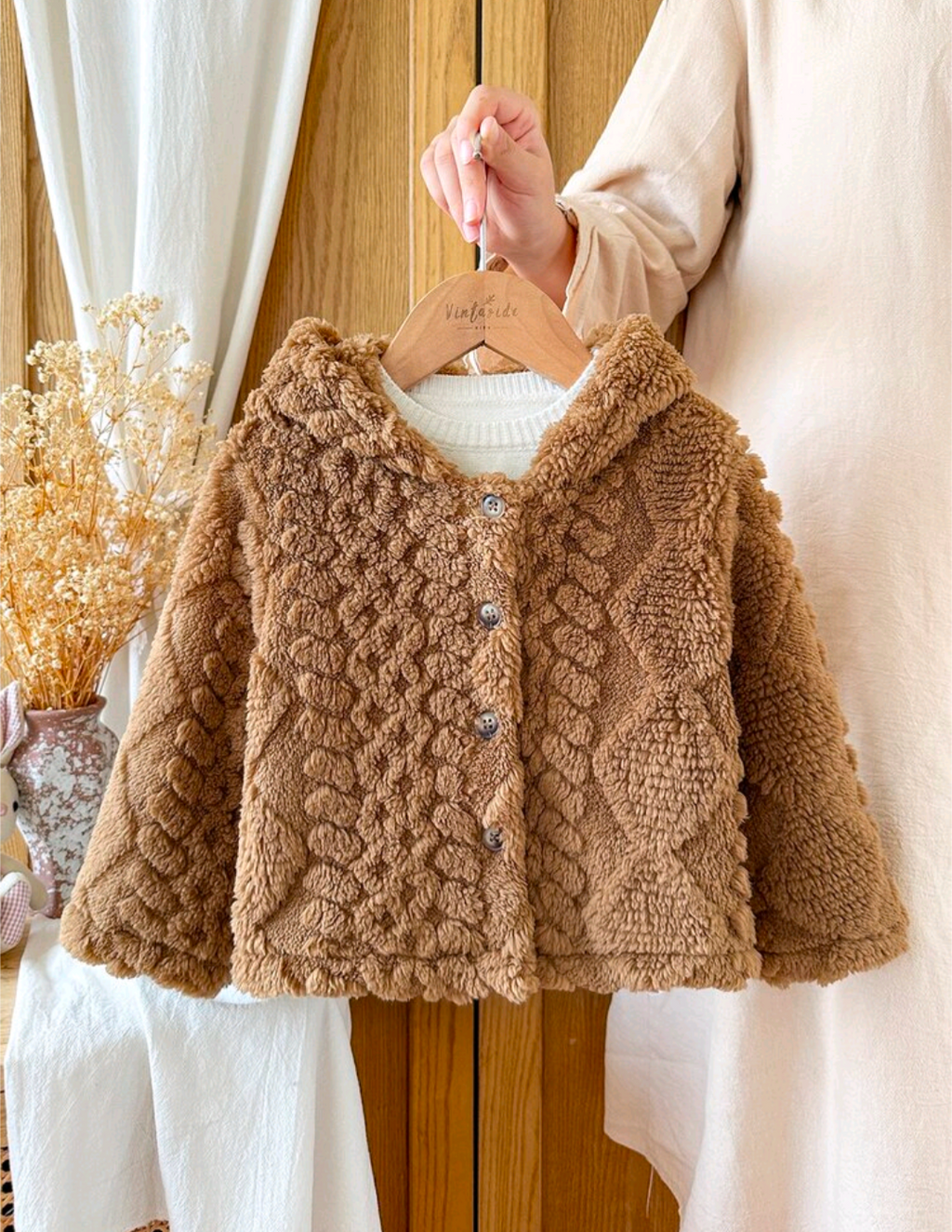 Baby & Toddler Caramel Teddy Fleece Hooded Jacket