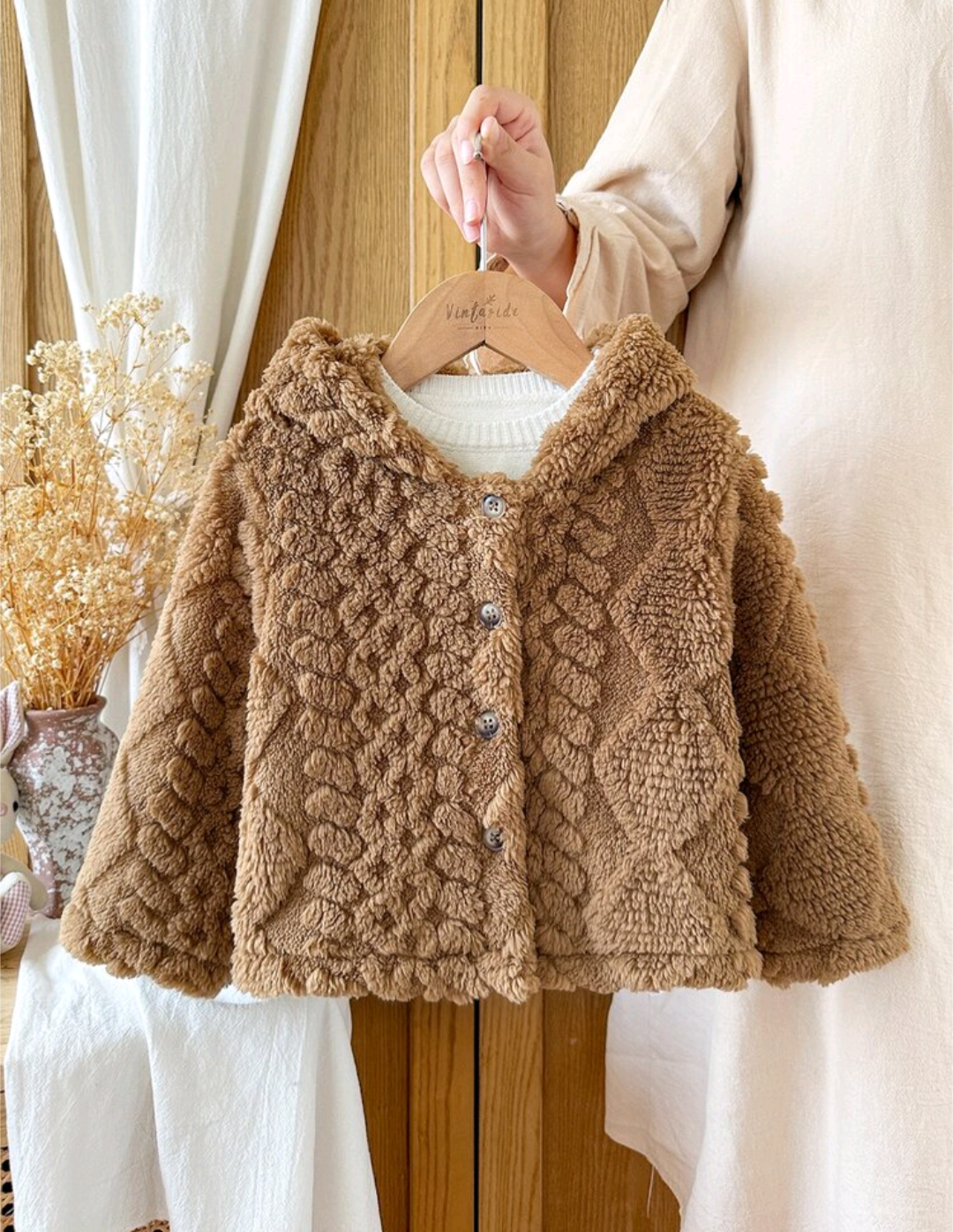 Baby & Toddler Caramel Teddy Fleece Hooded Jacket