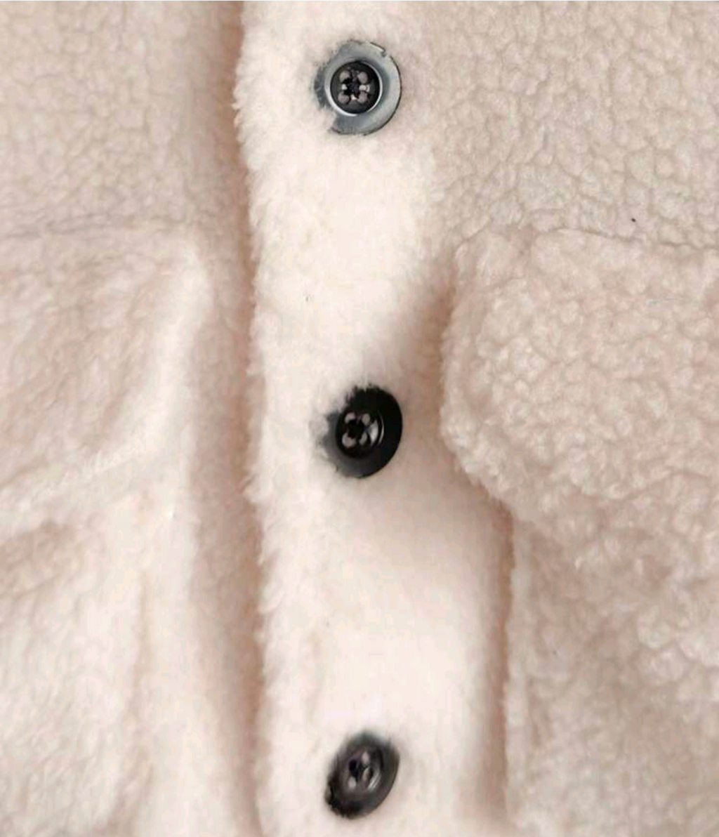 Baby Cream Teddy Faux Fur Coat with Patch Pockets