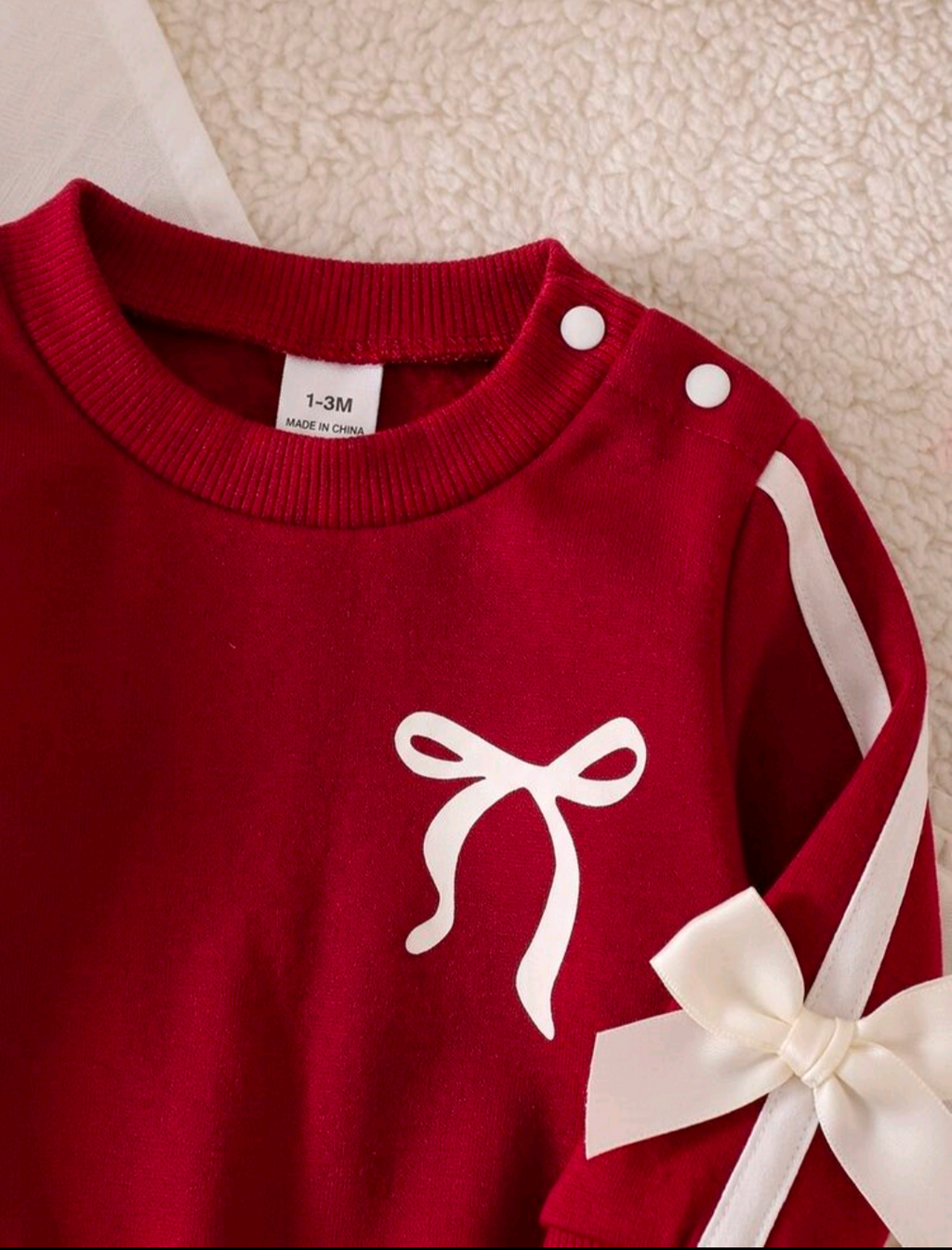 Baby Girl Red Bow Knit Sweater & Trouser Set