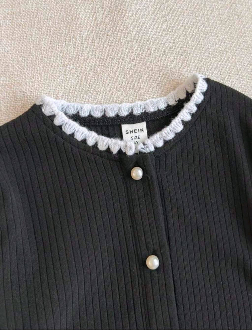 Girls Black Cardigan & White Bow Skirt Set