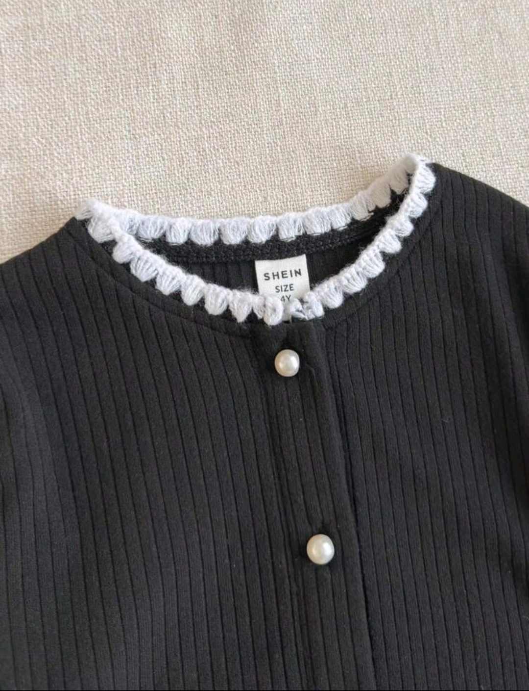 Girls Black Cardigan & White Bow Skirt Set