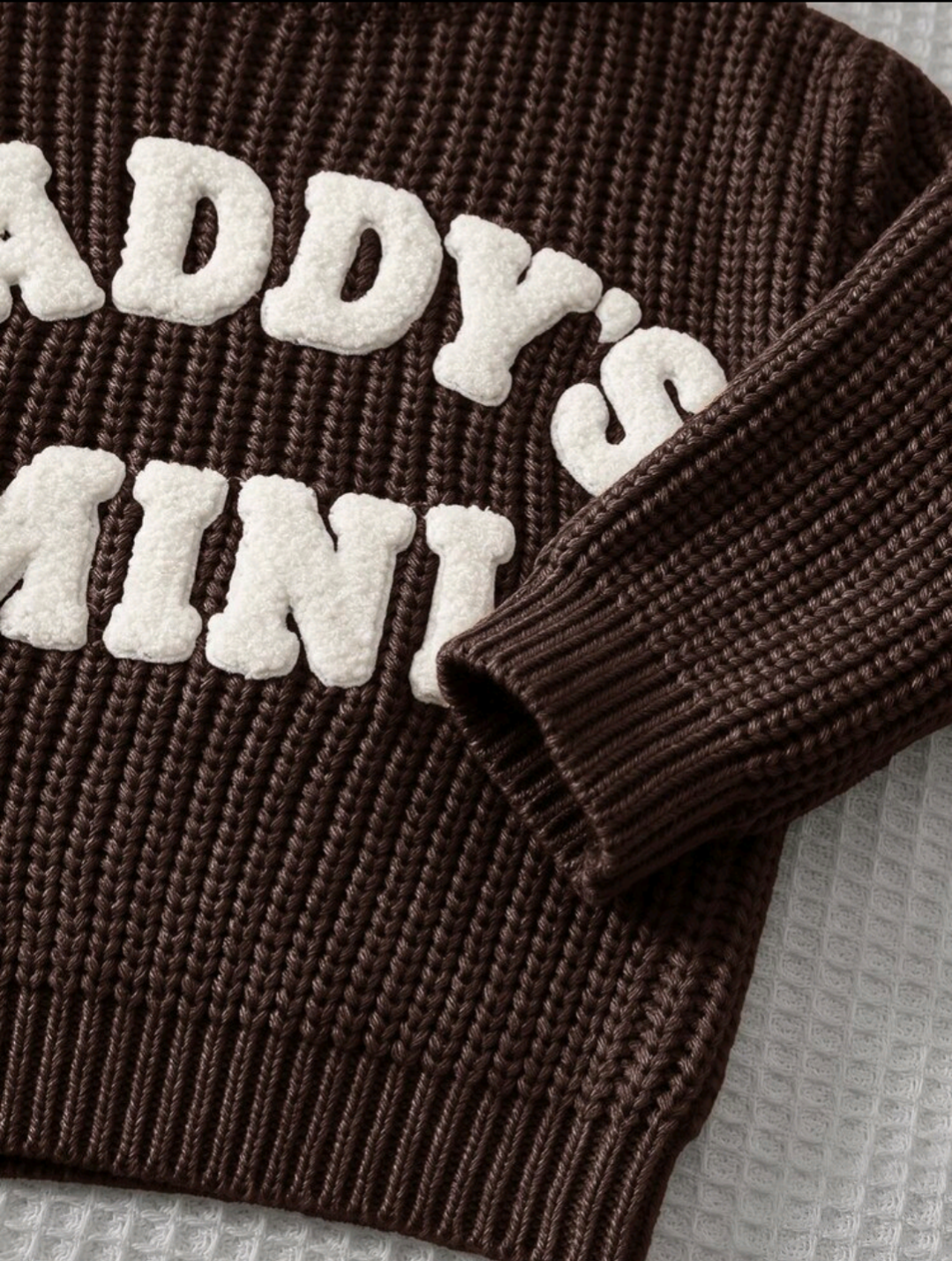Daddy's Mini Brown Knit Sweater for Kids